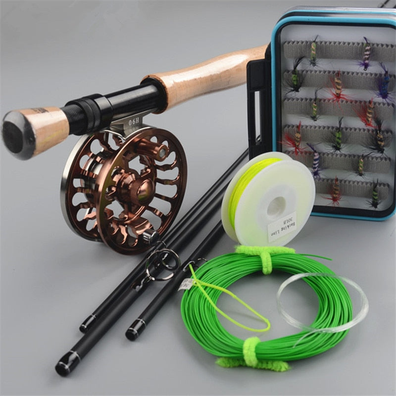Carbon fly rod 9 ft 2.7m 4 section line wt 7/8# fishing rod and all-metal Fly Reels Fly Fishing combo Fishing Kit fishing tackle