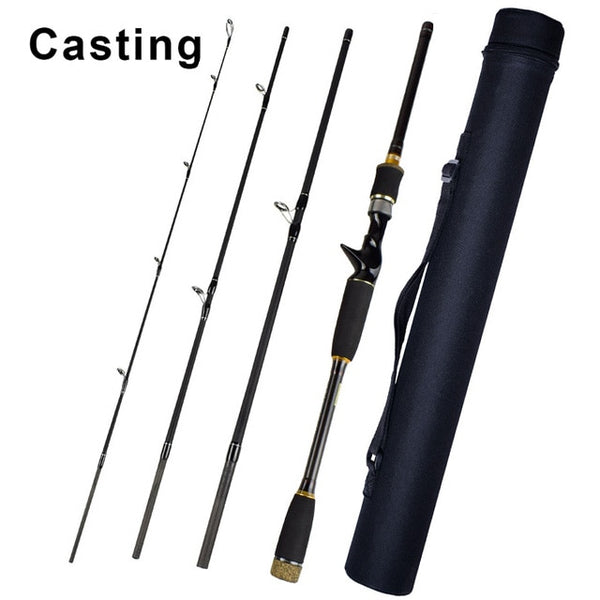 4 Section Lure Rod 1.8m/2.1m/2.4m/2.7m/3.0m Carbon Spinning Fishing Rod Travel Rod M Power Casting Fishing Pole Vava De Pesca