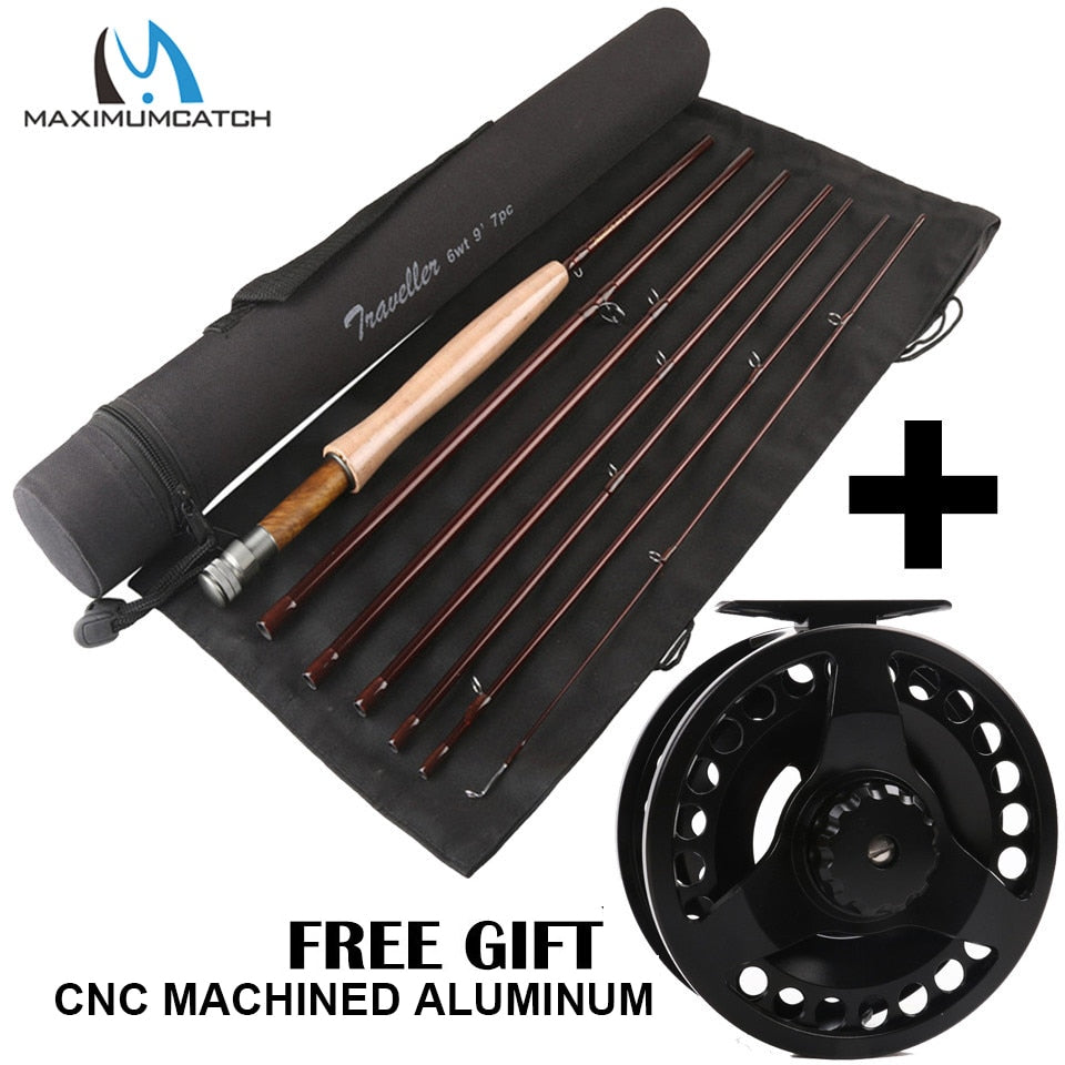 Maximumcatch 9ft 6wt 7pcs Half-well Fast Action Carbon fiber Fly rod with Cordura tube Traveler Fly fishing rod