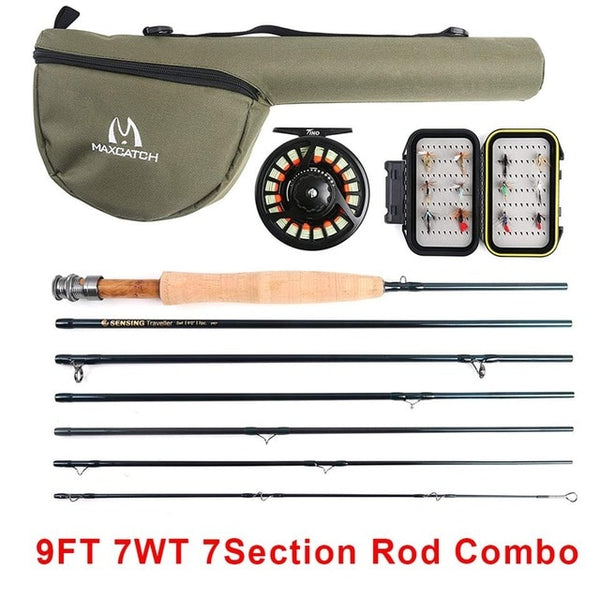 Maximumcatch Traveler Fly Fishing Rod Kit IM10/30T+36T Carbon Fiber Fly Rod Outfit with Fly Reel 9FT 6/7/8WT 7Sec