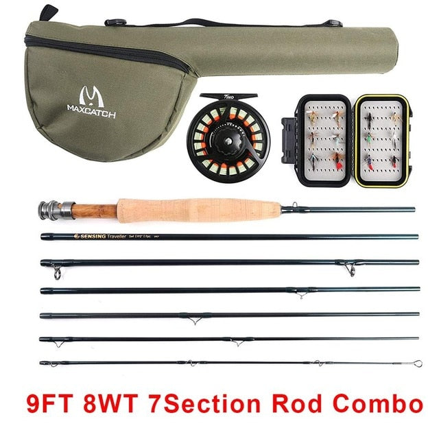 Maximumcatch Traveler Fly Fishing Rod Kit IM10/30T+36T Carbon Fiber Fly Rod Outfit with Fly Reel 9FT 6/7/8WT 7Sec