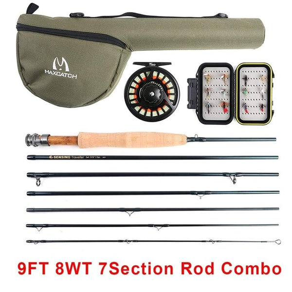 Maximumcatch Traveler Fly Fishing Rod Kit IM10/30T+36T Carbon Fiber Fly Rod Outfit with Fly Reel 9FT 6/7/8WT 7Sec