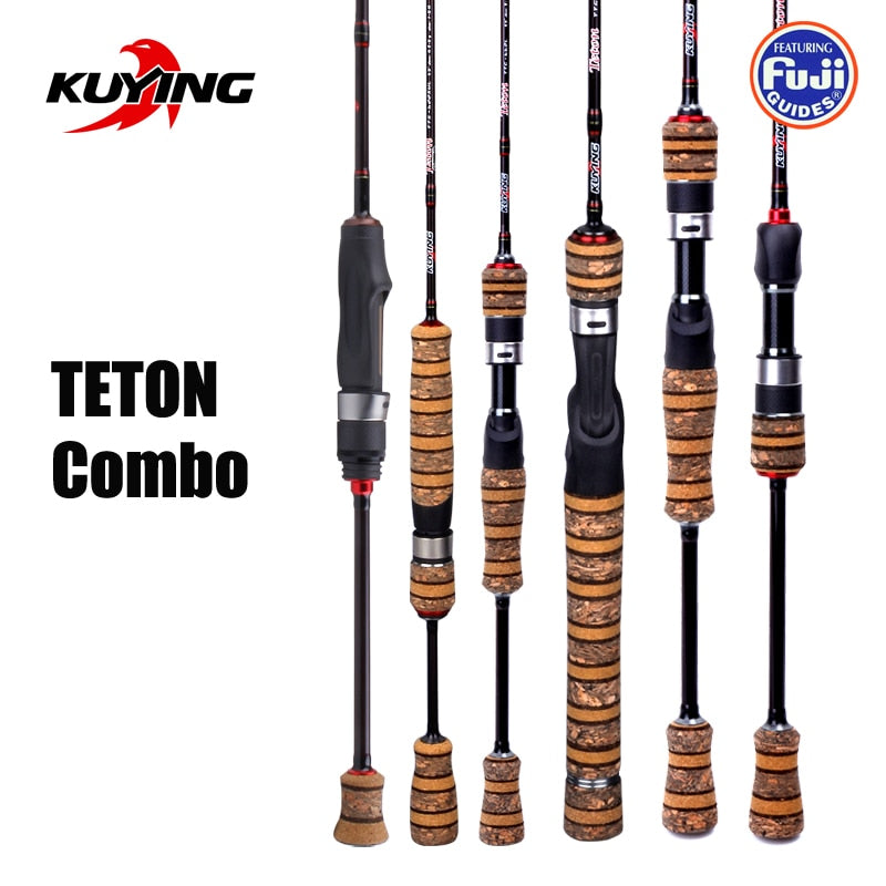 KUYING TETON Combo 1.56m 1.8m 1.86m 1.9m 1.92 1.98m Carbon Super Ultra Light Soft Baitcasting Casting Spinning Lure Fishing Rod Pole Cane Stick Combo FUJI Parts