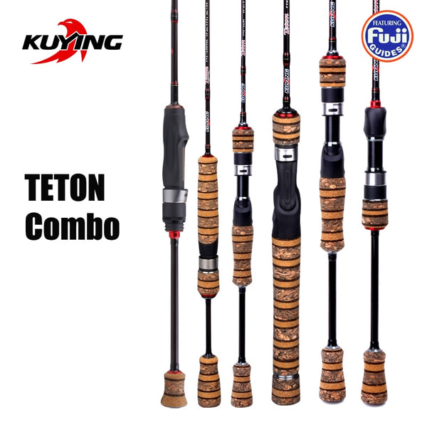 KUYING TETON Combo 1.56m 1.8m 1.86m 1.9m 1.92 1.98m Carbon Super Ultra Light Soft Baitcasting Casting Spinning Lure Fishing Rod Pole Cane Stick Combo FUJI Parts
