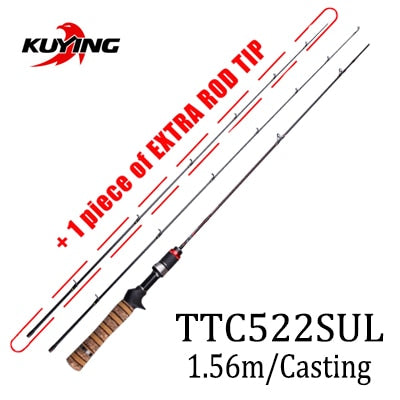 KUYING TETON Combo 1.56m 1.8m 1.86m 1.9m 1.92 1.98m Carbon Super Ultra Light Soft Baitcasting Casting Spinning Lure Fishing Rod Pole Cane Stick Combo FUJI Parts