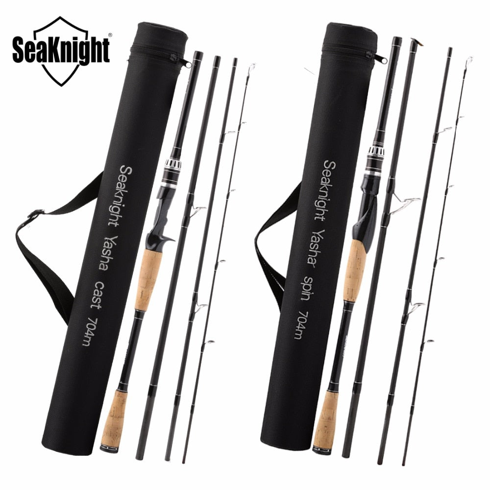 SeaKnight YASHA Fishing Rod 2.4M 2.7M 4 Section M Power Carbon Fiber Spinning/Casting Travel Rod 10-30g Fishing Tackle