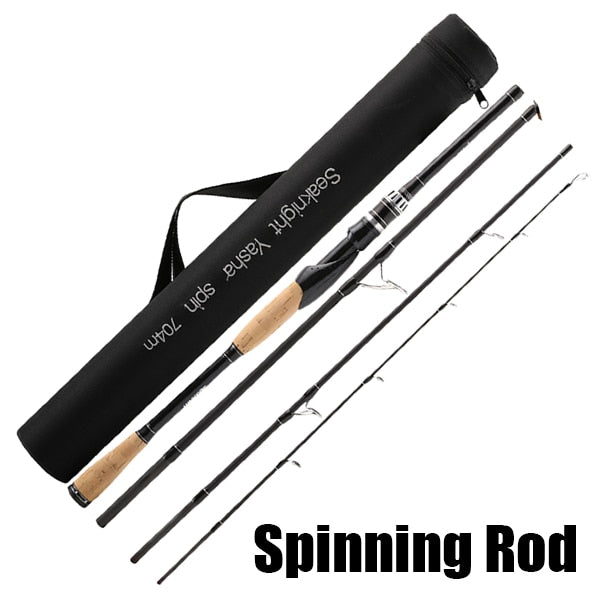 SeaKnight YASHA Fishing Rod 2.4M 2.7M 4 Section M Power Carbon Fiber Spinning/Casting Travel Rod 10-30g Fishing Tackle