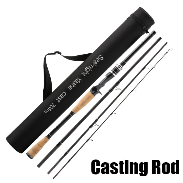 SeaKnight YASHA Fishing Rod 2.4M 2.7M 4 Section M Power Carbon Fiber Spinning/Casting Travel Rod 10-30g Fishing Tackle