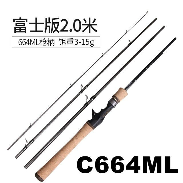 Lurestar 4 Section Travel Spinning Fishing Rod FUJI Reel Seat & Rings High Carbon Fiber 1.9m 2.0m 2.1m Fast Action L ML M Power Jig Rod