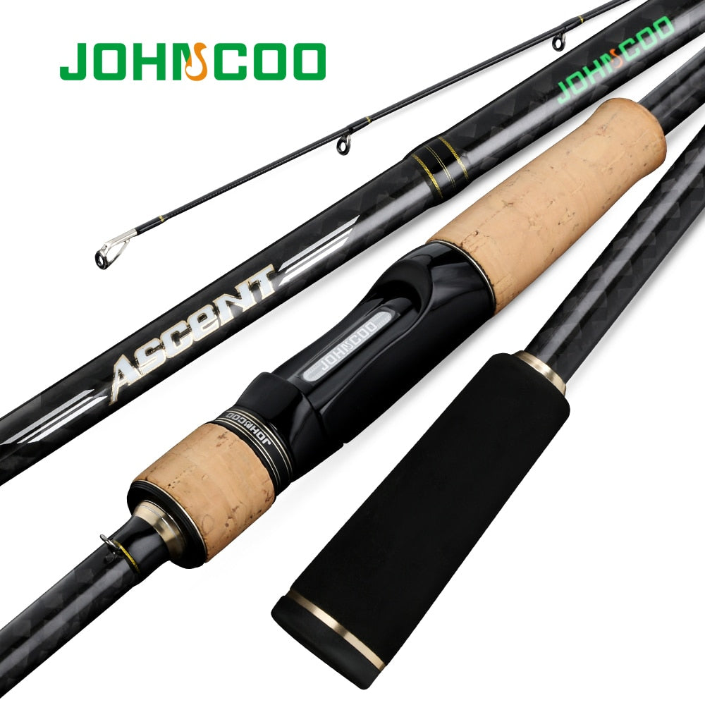 JOHNCOO Spinning Fishing Rod Fuji A rings Really Fast action 7-28g Test 40T Toray Carbon Light weight 132g Fishing Cane
