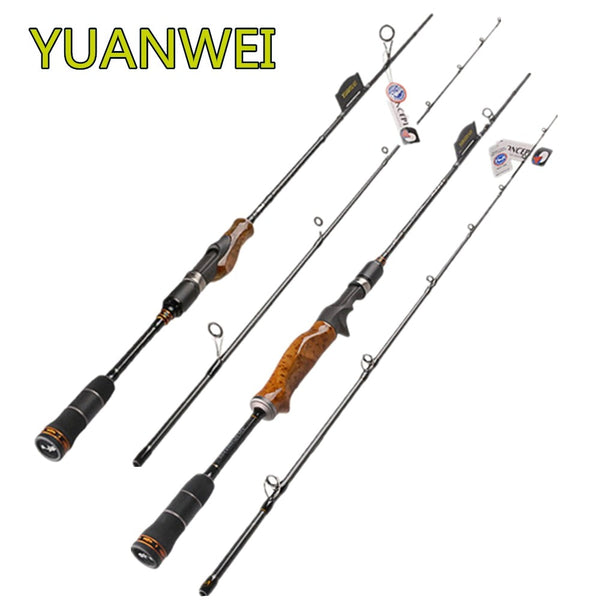 YUANWEI Lure Fishing Rod 1.98m 2.1m 2.4m 2 Section Carbon Fiber Spinning Rod ML M MH Wood Root Handle Vara De Pesca Peche Carpe