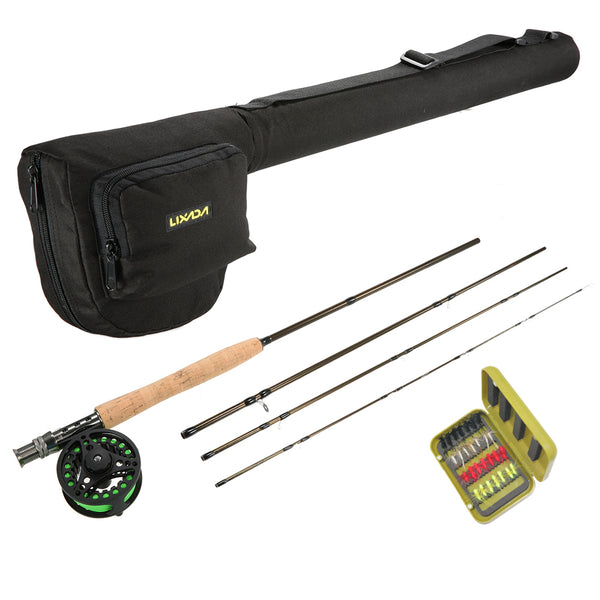 Lixada Portable Fishing Rod Reel Combo Kit Set Fishing Starter Package 4-Piece Fly Fishing Rod Pole with Rod Case for Pesca