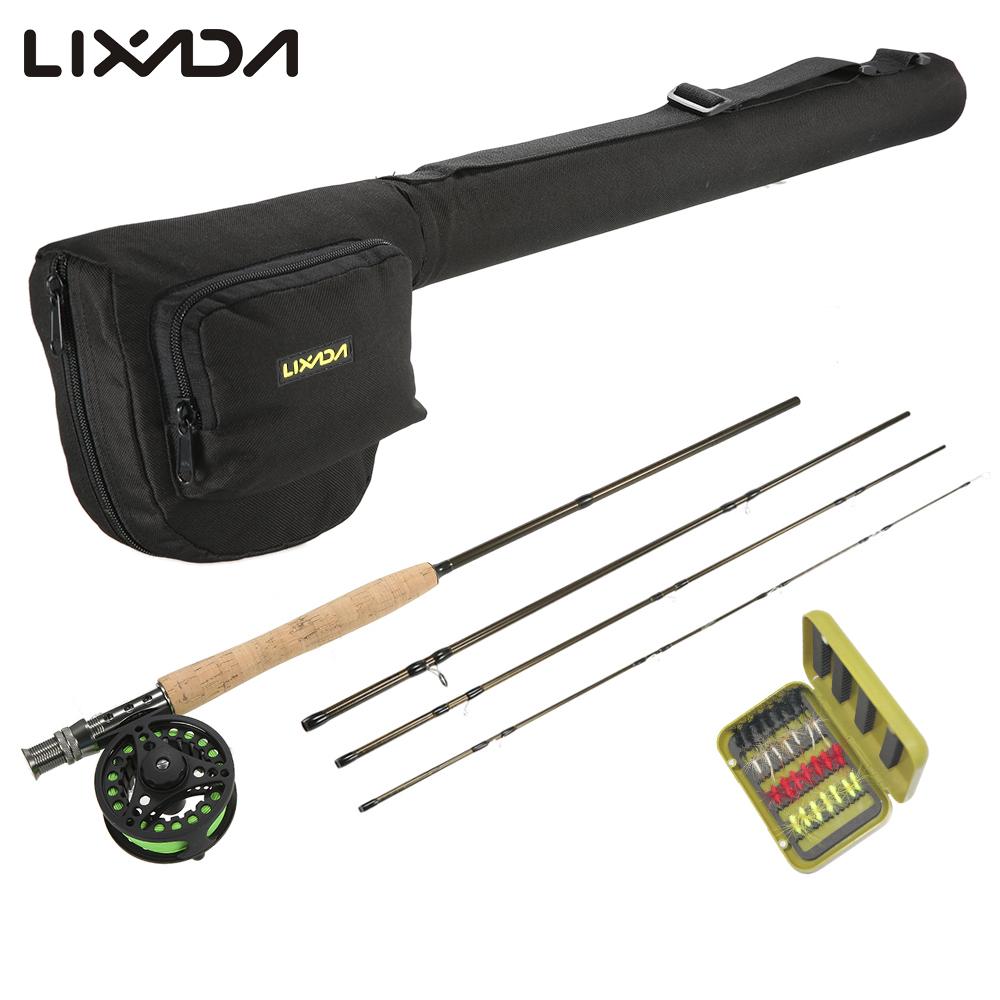 Lixada Fly Fishing Rod Reel Combo Full Kit With Lures Line Fishing Gear Carp Fishing Pesca Carbon Fiber Fishing Pole Reel Set