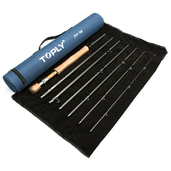 Toply 2.7M Lightweight Fishing Rod with Wooden Handle 7 Sections Carbon Fly Fishing Rod for Seawater Freshwater