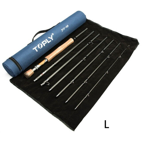 Toply 2.7M Lightweight Fishing Rod with Wooden Handle 7 Sections Carbon Fly Fishing Rod for Seawater Freshwater