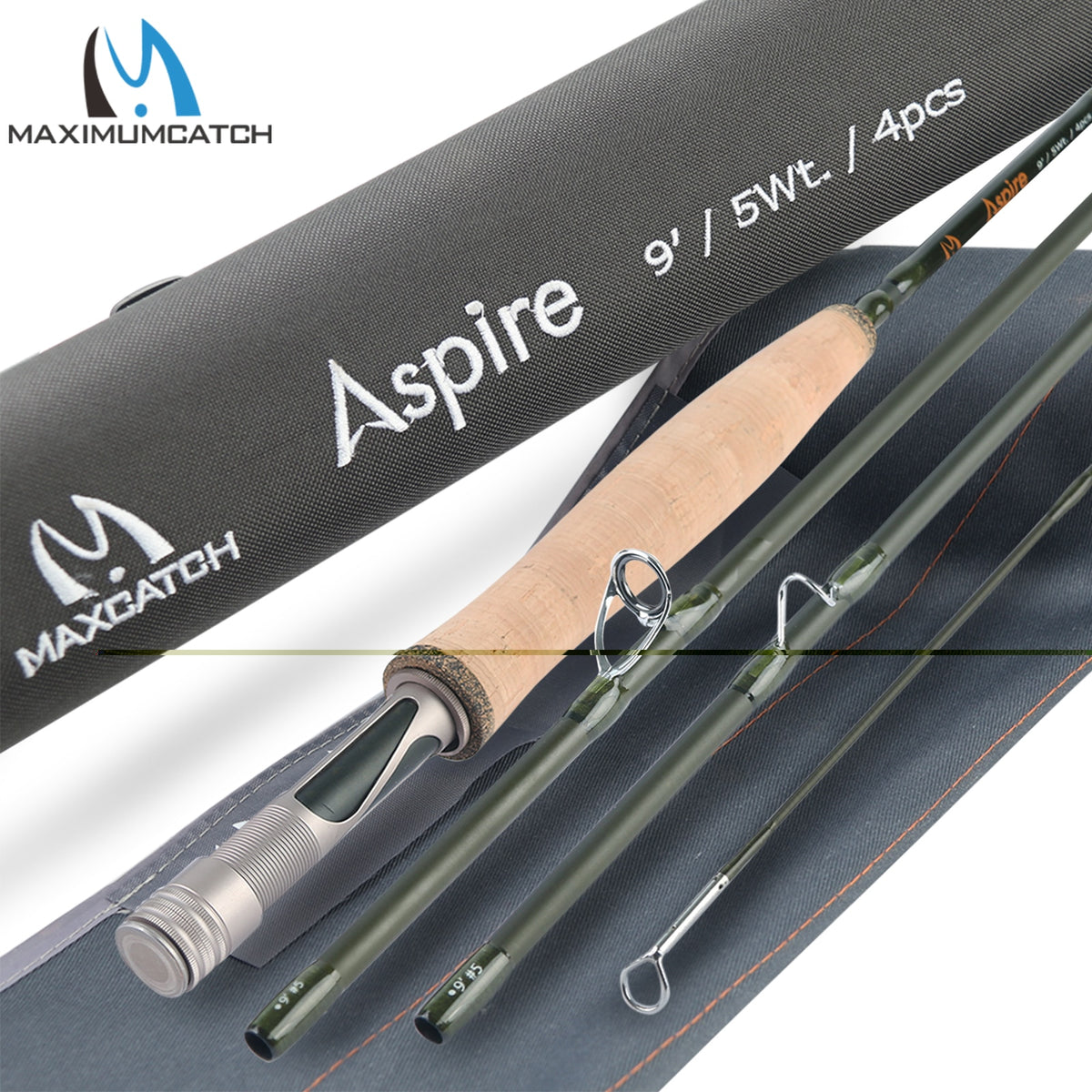 Maximumcatch Aspire Fly Fishing Rod 40T Carbon Fiber Fast Action Fly Rod With Cordura Tube 5/6/8 WT Fly Rod