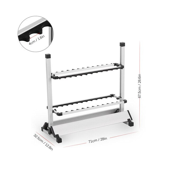 12 / 24 Fish Rod Rack Fishing Rod Support Lightweight Aluminum Alloy Fishing Rod Pole Stand Shelf Mount Fishing Tackle Holder