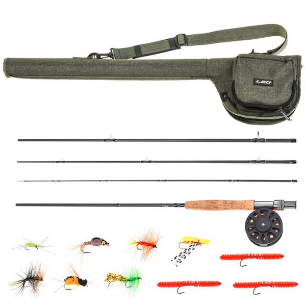 LIXADA 9' Fly Fishing Rod and Reel Combo Set with Carry Bag 10 Flies Fishing Lures Fly Rods For Carp Pesca