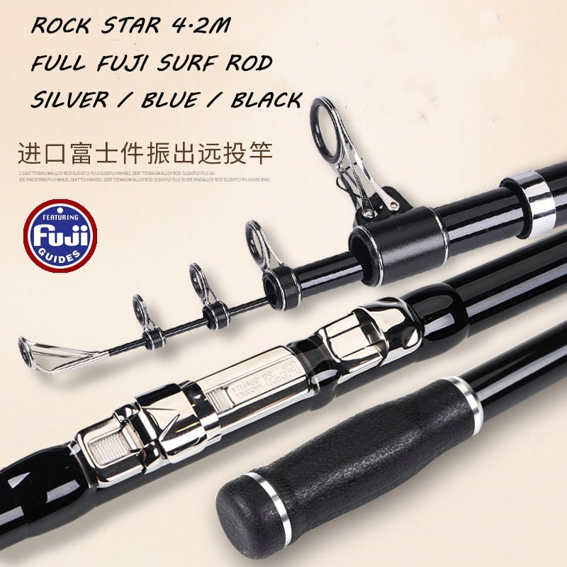 Brand New 2019 MAD MOUSE Janpan Full Fuji Surf Rod telescopic fishing rod Rock Star 4.2m 100g-250g Long Casting Fishing Rod