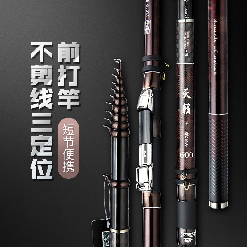Front-end Fishing Rod 5m6m7m8m Super Light Ultra Hard Three-positioning Rock Fishing Pole Telescopic Fishing 3 position Drag 7kg