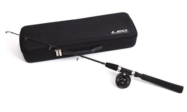 80cm black solid ice fishing rod Assemble complete set of fishing rod gears + spinning reel + line bait hooks and boxes