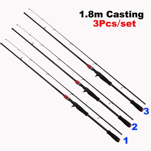 Wholesale 3 Pcs 1.8M 2.1M Fishing Rod 2 Sections Lure Rod Carbon Fiber Casting Rod Good Quality Fishing Pole EVA Handle