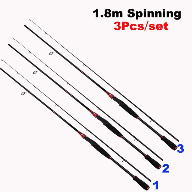 Wholesale 3 Pcs 1.8M 2.1M Fishing Rod 2 Sections Lure Rod Carbon Fiber Casting Rod Good Quality Fishing Pole EVA Handle