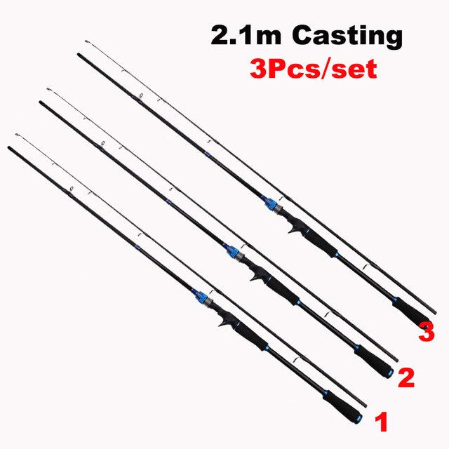 Wholesale 3 Pcs 1.8M 2.1M Fishing Rod 2 Sections Lure Rod Carbon Fiber Casting Rod Good Quality Fishing Pole EVA Handle