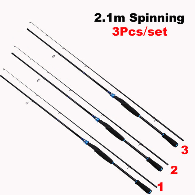 Wholesale 3 Pcs 1.8M 2.1M Fishing Rod 2 Sections Lure Rod Carbon Fiber Casting Rod Good Quality Fishing Pole EVA Handle