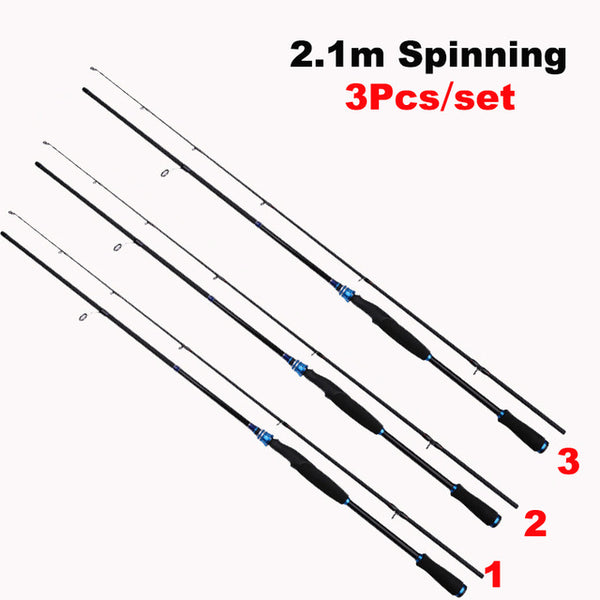 Wholesale 3 Pcs 1.8M 2.1M Fishing Rod 2 Sections Lure Rod Carbon Fiber Casting Rod Good Quality Fishing Pole EVA Handle