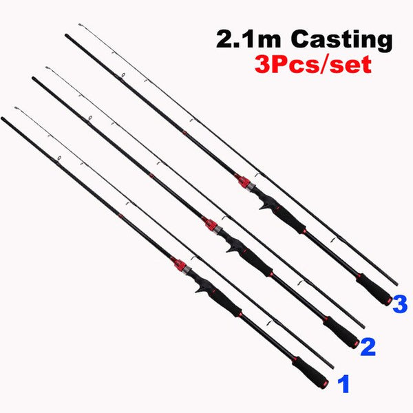 Wholesale 3 Pcs 1.8M 2.1M Fishing Rod 2 Sections Lure Rod Carbon Fiber Casting Rod Good Quality Fishing Pole EVA Handle