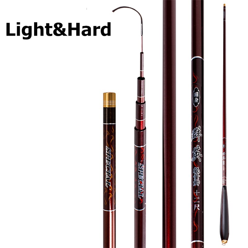 3.6-5.4M High Carbon Power Hand Pole Super Hard Fishing Rod Ultra Hard Super Light Thin Strong Telescopic Pole Rod