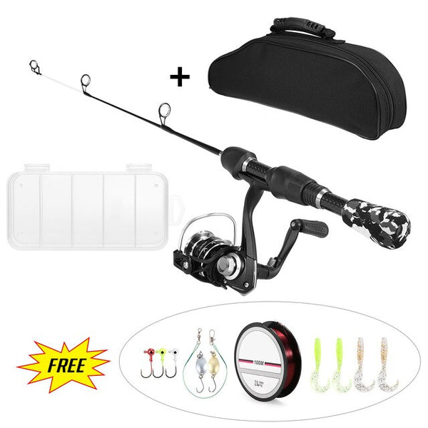 Lixada Ice Fishing Rod Combo with Ice Fishing Rod Spinning Reel Ice Fishing Hooks Lines Soft Worms Lures Ice Fishing Tackle rod