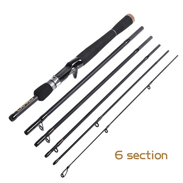 6 Section Baitcasting Rod  Lure Fishing Carbon MH Power Fishing Rod 2.1m 2.4m EVA Handle Telescopic Bass Fishing Tackles