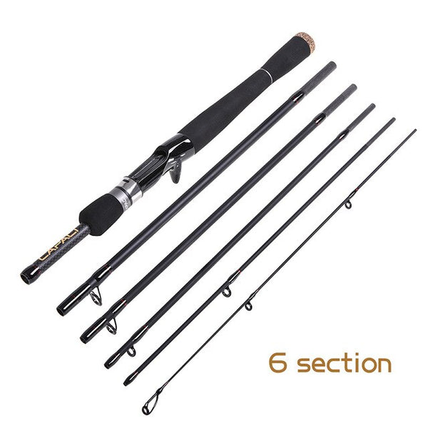 6 Section Baitcasting Rod  Lure Fishing Carbon MH Power Fishing Rod 2.1m 2.4m EVA Handle Telescopic Bass Fishing Tackles