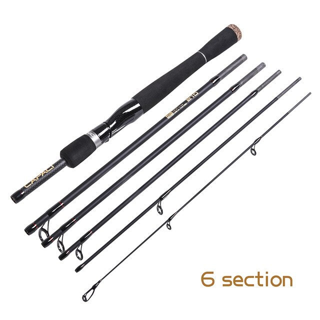 6 Section Baitcasting Rod  Lure Fishing Carbon MH Power Fishing Rod 2.1m 2.4m EVA Handle Telescopic Bass Fishing Tackles