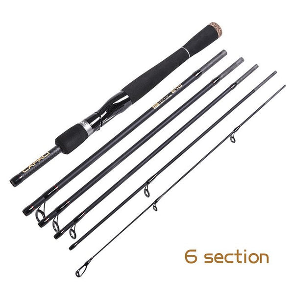 6 Section Baitcasting Rod  Lure Fishing Carbon MH Power Fishing Rod 2.1m 2.4m EVA Handle Telescopic Bass Fishing Tackles