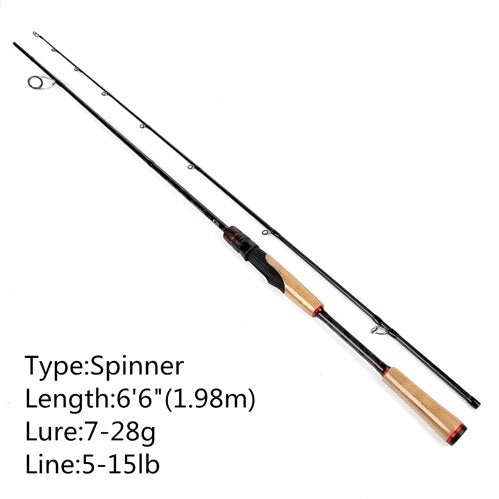 NOEBY NBRO-LE II Carbon 1.98M 2.13M 2.29M 2.44M 2 Section Lure Fishing Rod C.W 5-15g/7-28g/10-40g Spinning & Casting Fishing Rod