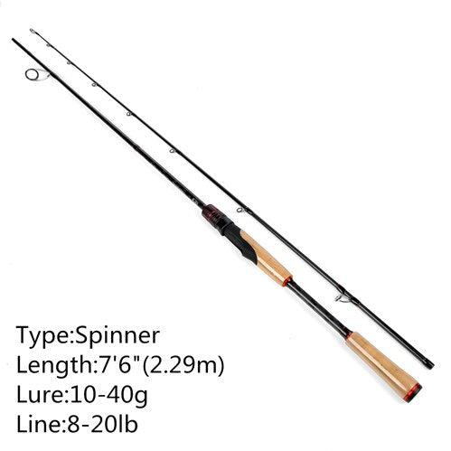 NOEBY NBRO-LE II Carbon 1.98M 2.13M 2.29M 2.44M 2 Section Lure Fishing Rod C.W 5-15g/7-28g/10-40g Spinning & Casting Fishing Rod