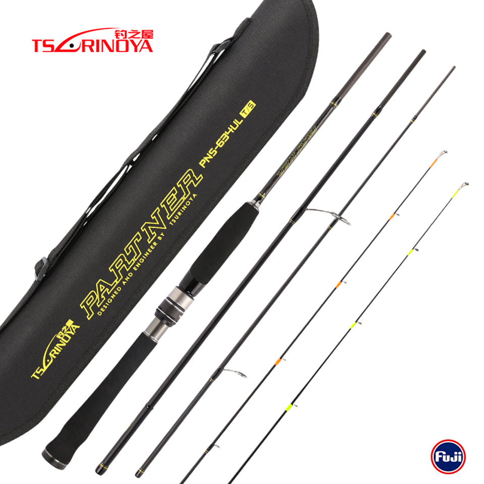 TSURINOYA PARTNER 1.89m 4 Section Spinning Rod 2 Tips Ultra Light Lure Fishing Rod Vara De Pesca Carbon Olta Carp Fishing Pole