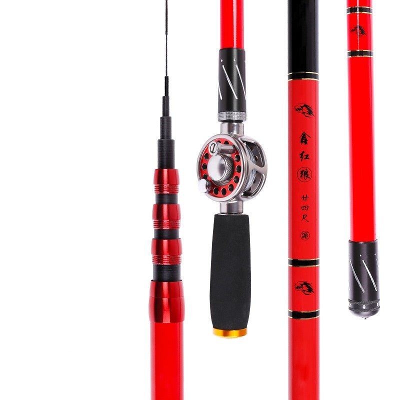 Carbon Fishing Pole 4.5M-9.0M Taiwan Fishing Rod Carbon Fiber Short Section 28 Tone Fishing Peche Ultra Light Fishing Pole Pesca