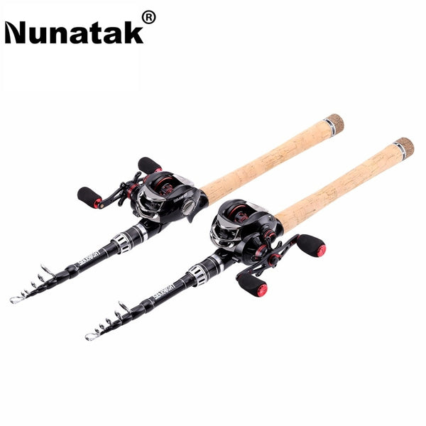 Nunatak  Rods Reel Combo 2.1M Lure Travel Rod + 6.3:1/7.0:1 VIPER/HG 12BB Baitcasting Fishing Reel Centrifugal&Magnetic