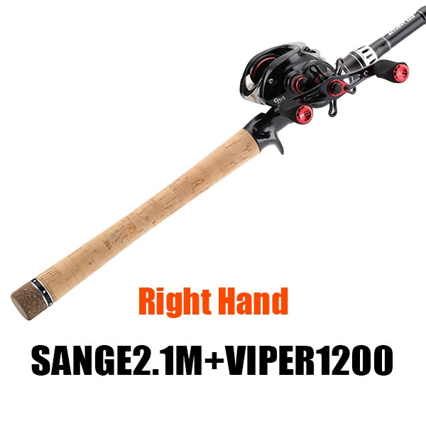 Nunatak  Rods Reel Combo 2.1M Lure Travel Rod + 6.3:1/7.0:1 VIPER/HG 12BB Baitcasting Fishing Reel Centrifugal&Magnetic