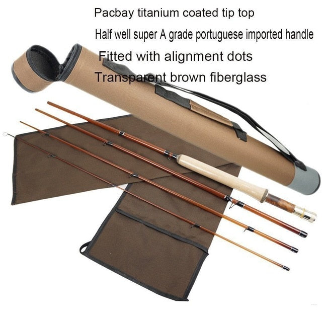 Aventik 4 Colors Fiberglass Fly Rod Medium Action Super Light Fiber Glass Transparent Colors Fly Fishing Rod 4 Section