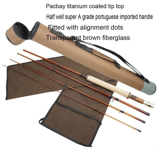 Aventik 4 Colors Fiberglass Fly Rod Medium Action Super Light Fiber Glass Transparent Colors Fly Fishing Rod 4 Section