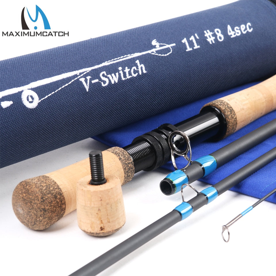 Maximumcatch Switch Fly Rod 10'6''/10'9''/11'/11'6'' 4-9 WT With Switchable Fighting Butts With Cordura Tube Fly Fishing Rod