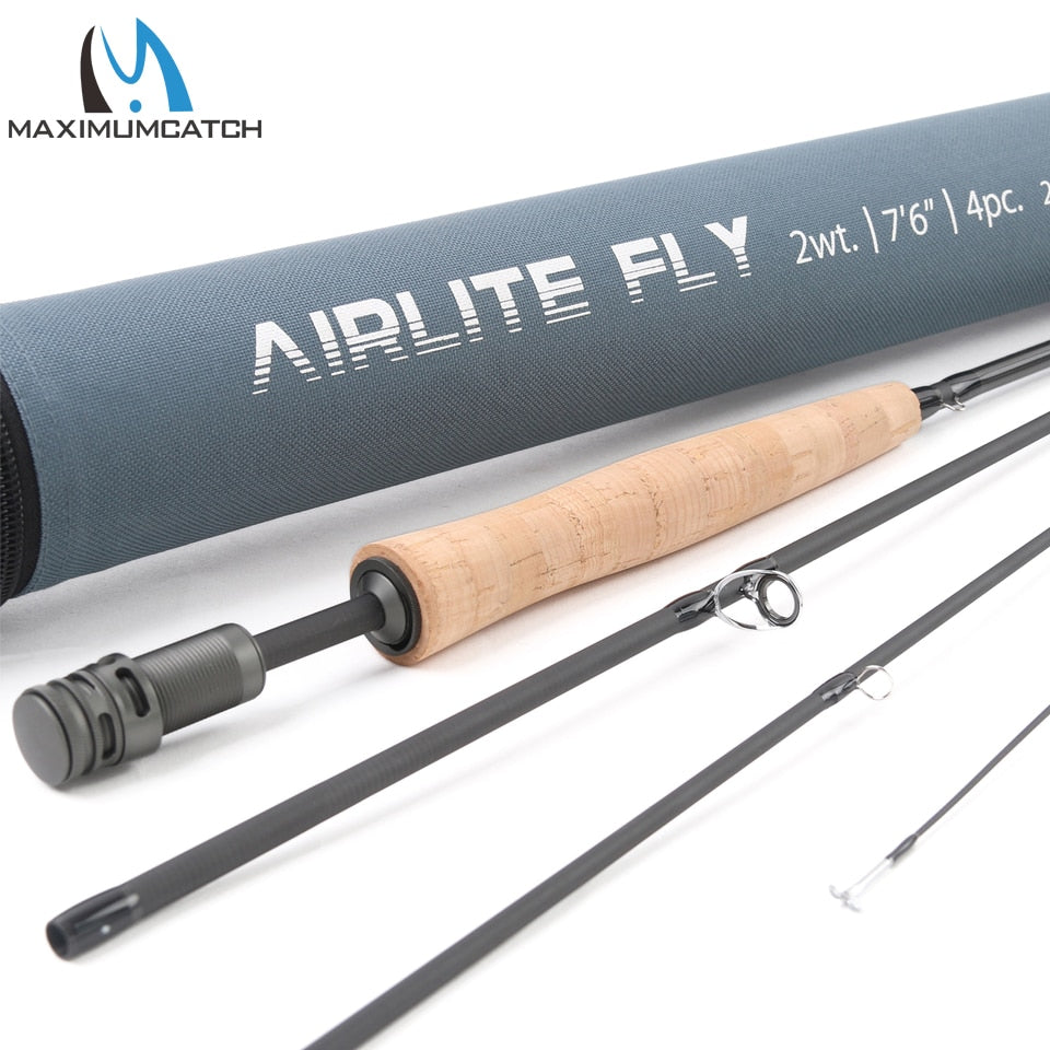 Maximumcatch Top Grade Airlite 7'6'' Fly Fishing Rod 2WT/3WT Super Light Graphite Carbon Fiber Fly Rod with Cordura Tube