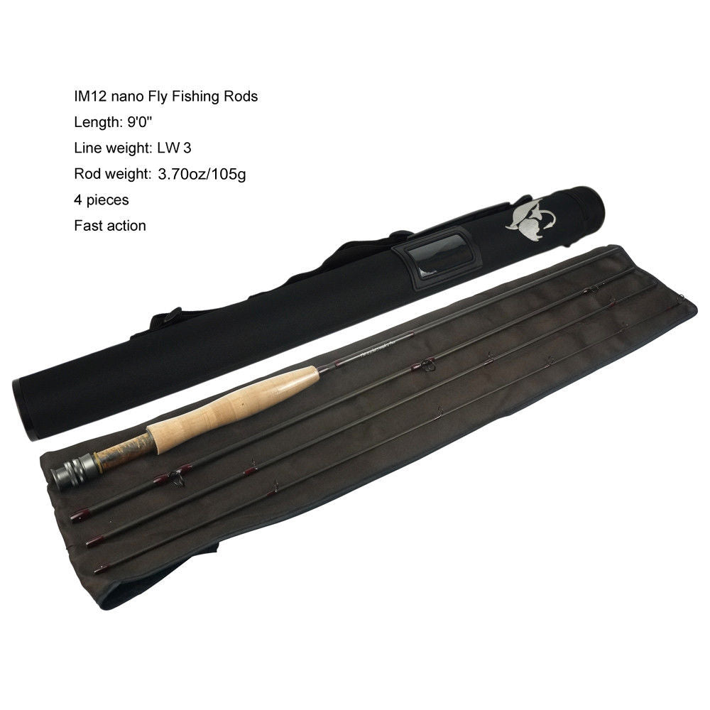 Aventik IM12 9ft LW3 LW4 LW5 LW6 Japan Nano Fly Fishing Rod Super Light Carbon Trout Nymph Wet Fast Action Fly Rod
