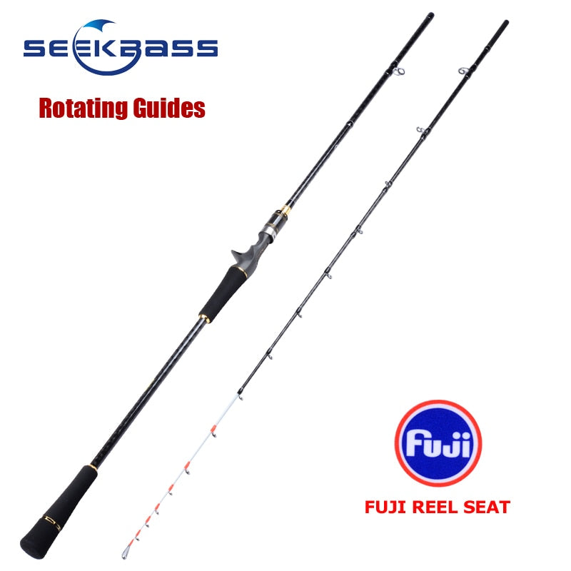 SEEKBASS BRAND Light Boat Rod Saltwater Raft Fishing Rod FUJI REEL SEAT PE 0.6-1.2#  JIG:120G Solid Tip Tai rubber fishing