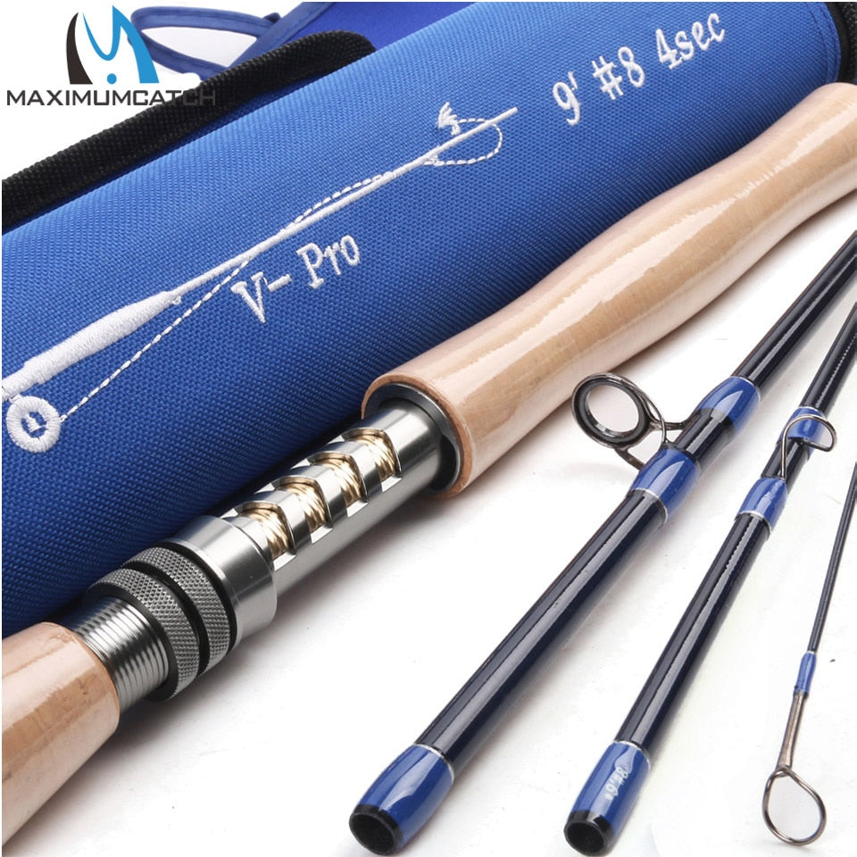 Maximumcatch V-Pro 4/5/6/8wt 9ft Fly Fishing Rod 4pc IM10 Carbon Fiber Fast Action Fly Rod with Cordura Tube